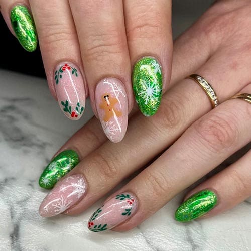 structured-manicure-nail-salon-pukekohe-franklin-christmas-green-nail-art