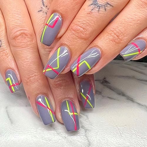 structured-manicure-nail-salon-pukekohe-franklin-grey-neon-stripes-nail-art